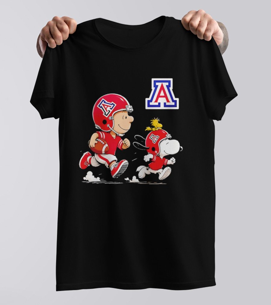 Peanuts Characters Football Arizona Wildcats Team Helmets And Jerseys T-Shirt