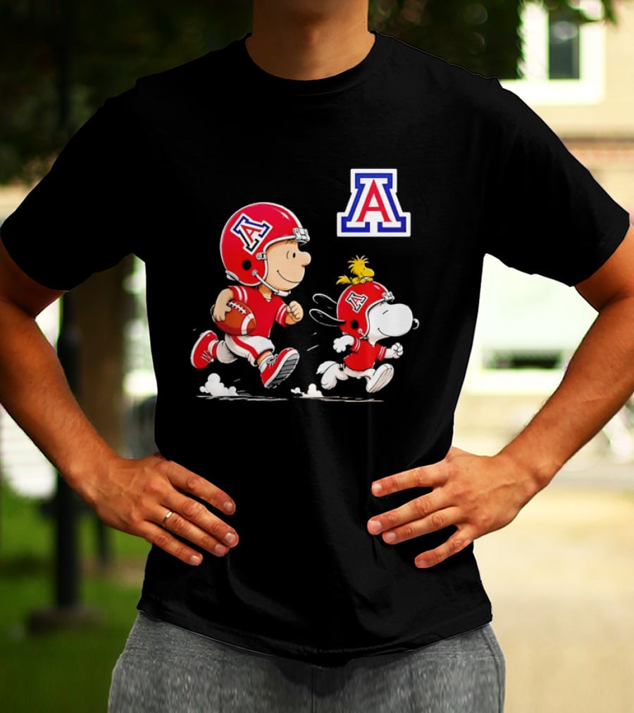 Peanuts Characters Football Arizona Wildcats Team Helmets And Jerseys T-Shirt