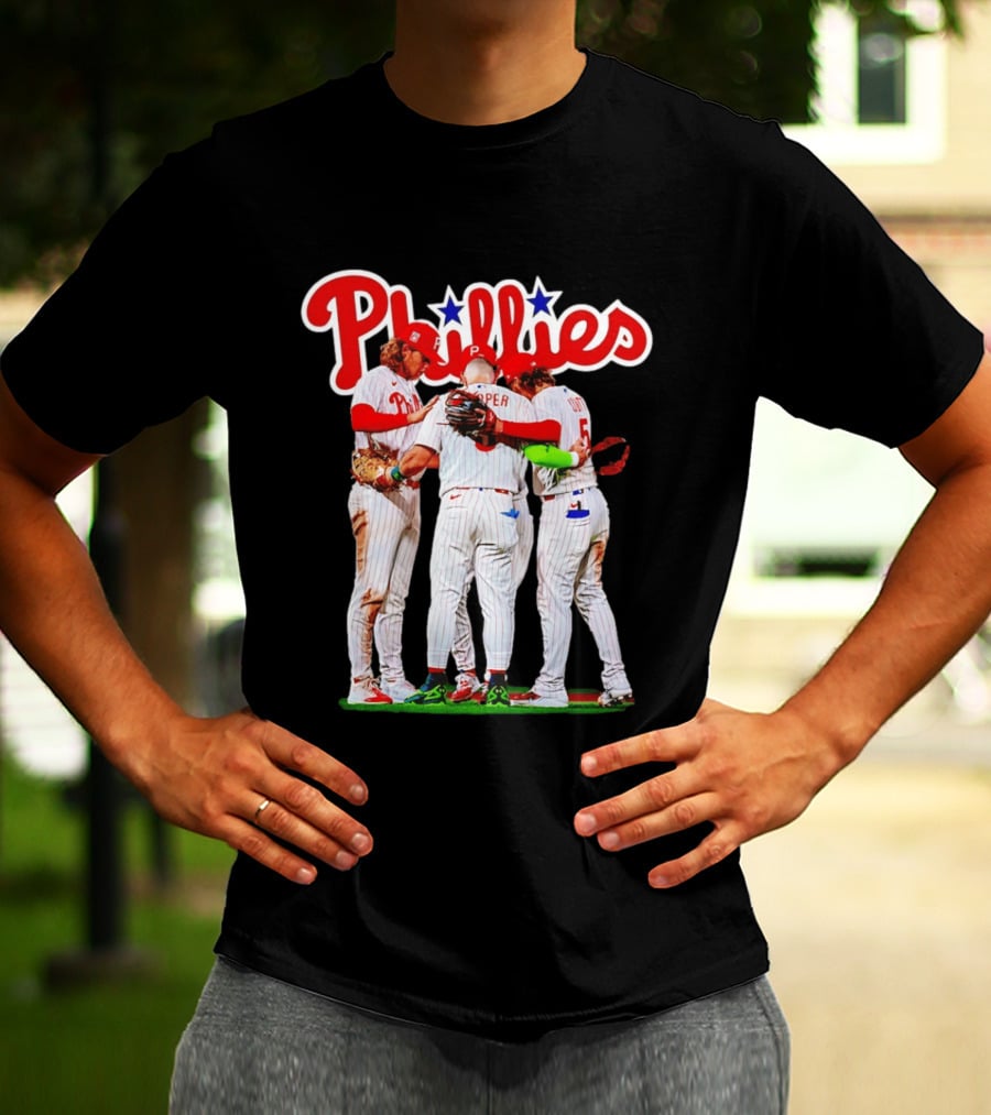 Philadelphia Phillies Team Huddle Harper '26 Baseball Collaboration T-Shirt