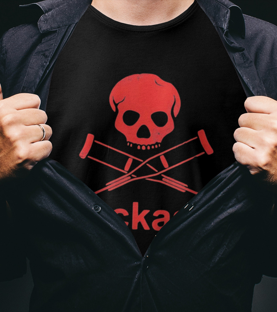Skull Crutches Jackass Red T-Shirt