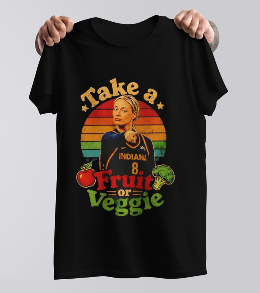 Sophie Cunningham Indiana Fever Take A Fruit Or Veggie Rainbow Stripes T-Shirt
