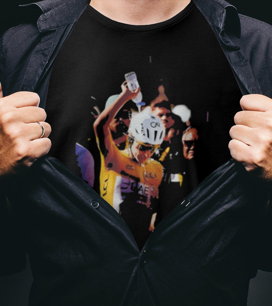 Tadej Pogačar Cooling Off With Water Bottle T-Shirt