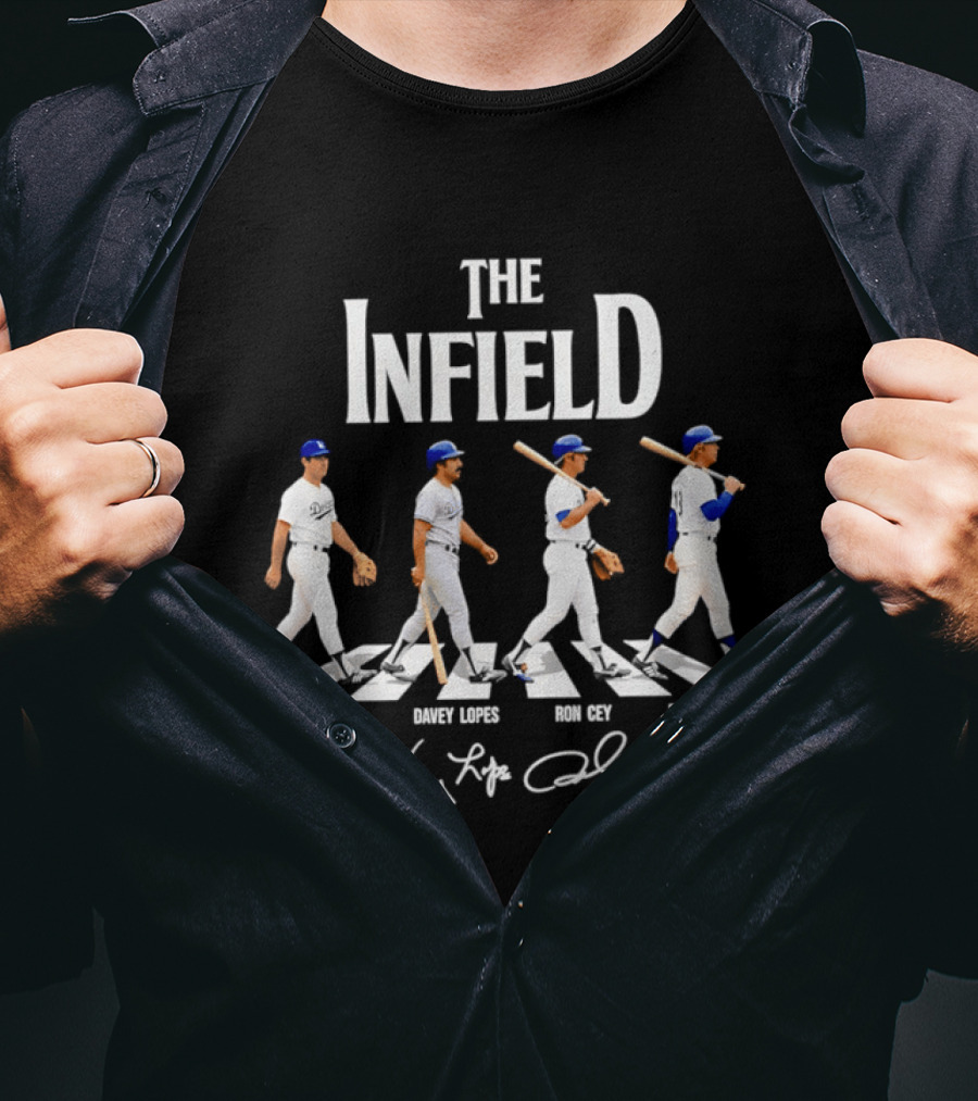 The Infield Steve Garvey Davey Lopes Ron Cey Bill Russell MLB Abbey Road T-Shirt