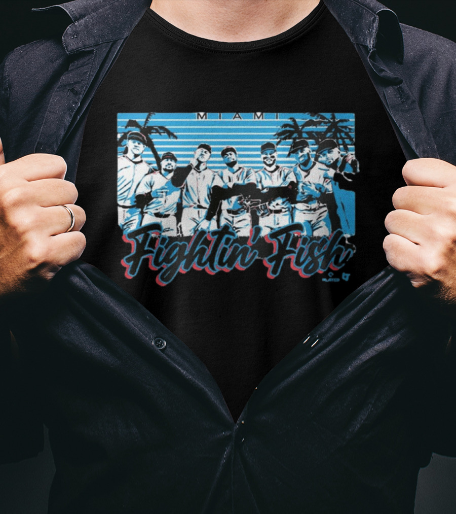 Miami Fightin' Fish Baseball Team Palm Trees T-Shirt