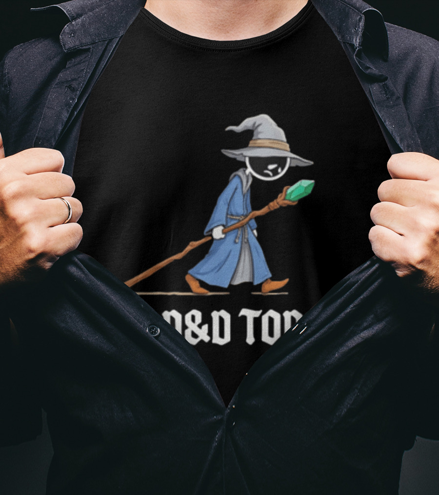 No D&D Today Cartoon Wizard With Staff And Hat T-Shirt