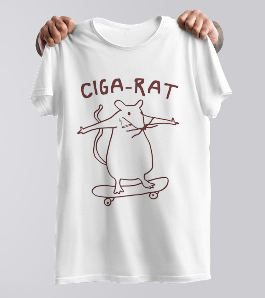 Ciga Rat Smoking Skateboard Rat T-Shirt