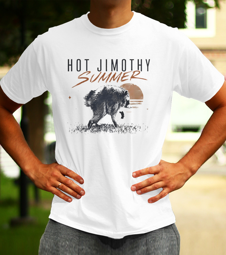 Hot Jimothy Summer Raccoon Silhouette At Sunset Moon T-Shirt