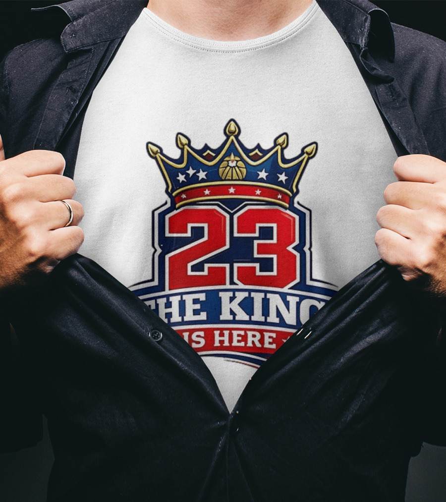 LeBron James 23 The King Is Here Crown Philadelphia 76ers NBA T-Shirt