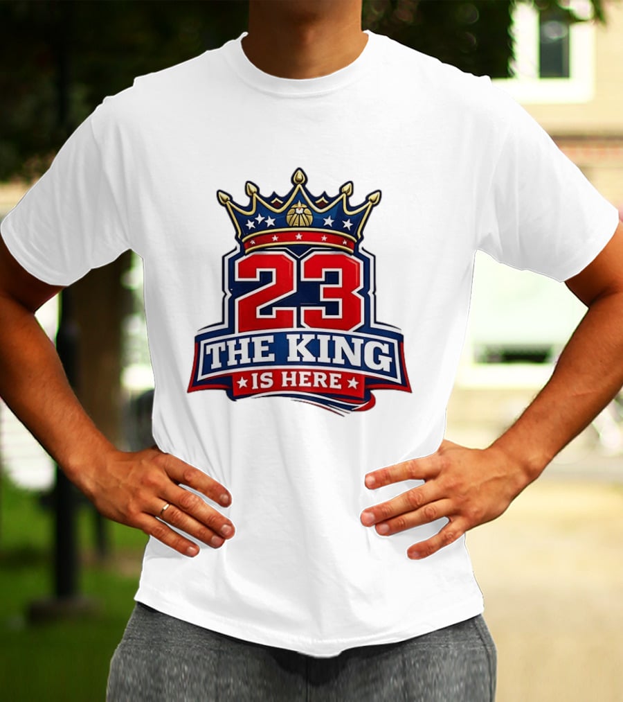 LeBron James 23 The King Is Here Crown Philadelphia 76ers NBA T-Shirt