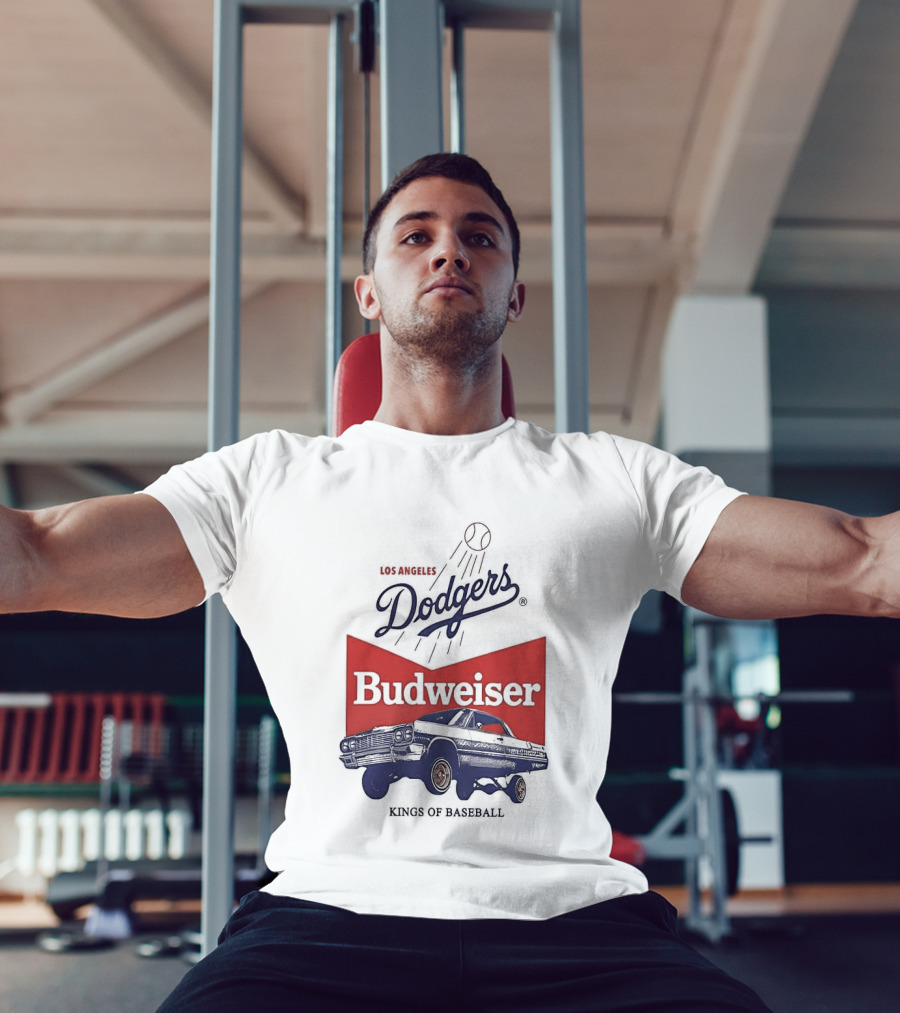 Los Angeles Dodgers Budweiser Kings Of Baseball Retro Car T-Shirt