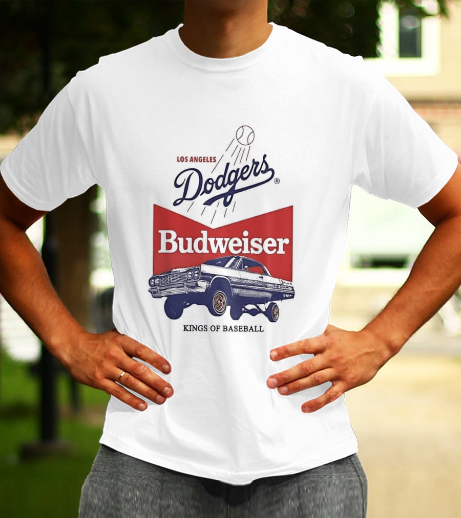Los Angeles Dodgers Budweiser Kings Of Baseball Retro Car T-Shirt