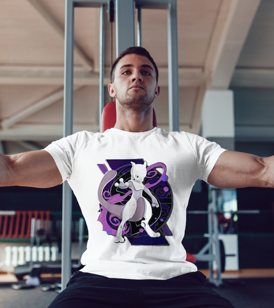 Pokemon Mewtwo Psychic Power Strike Dynamic Pose T-Shirt