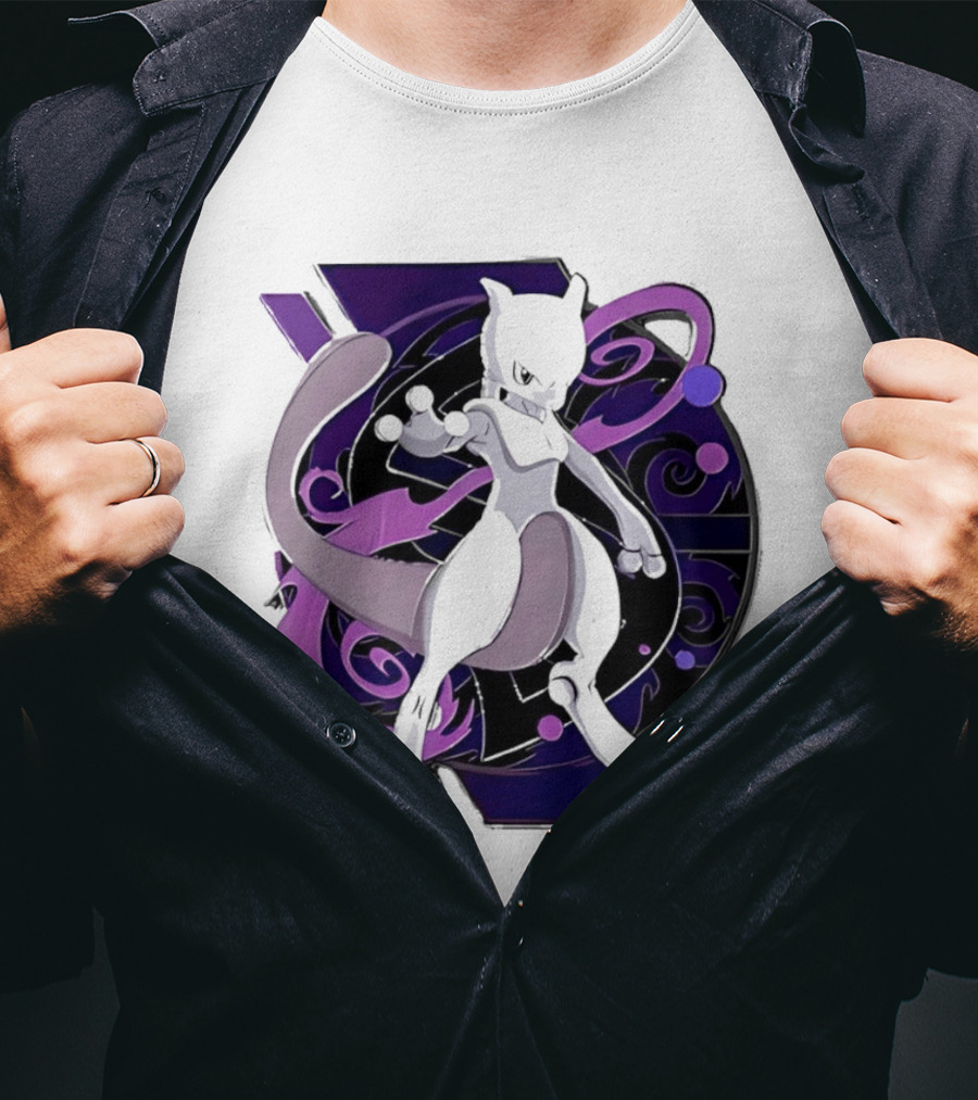 Pokemon Mewtwo Psychic Power Strike Dynamic Pose T-Shirt