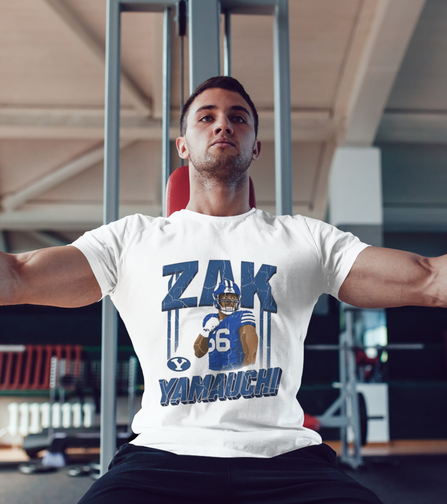 Zak Yamauchi Football Number 66 Blue And Green T-Shirt