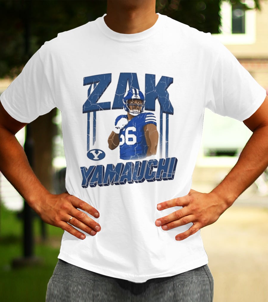 Zak Yamauchi Football Number 66 Blue And Green T-Shirt