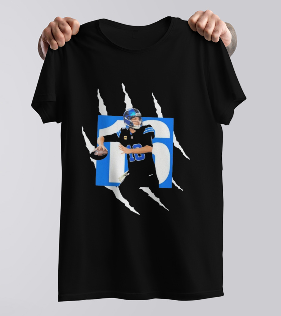 Jared Goff 16 Claw Scratch Football Quarterback T-Shirt
