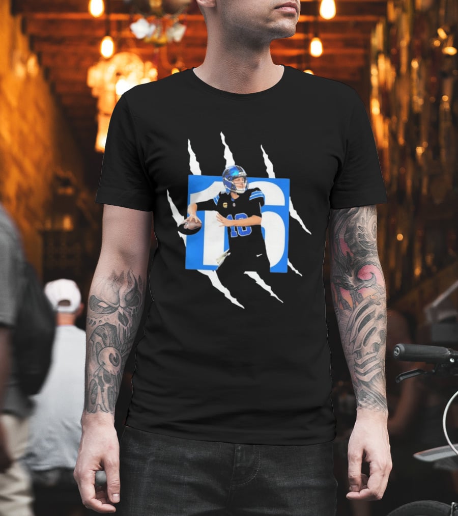 Jared Goff 16 Claw Scratch Football Quarterback T-Shirt
