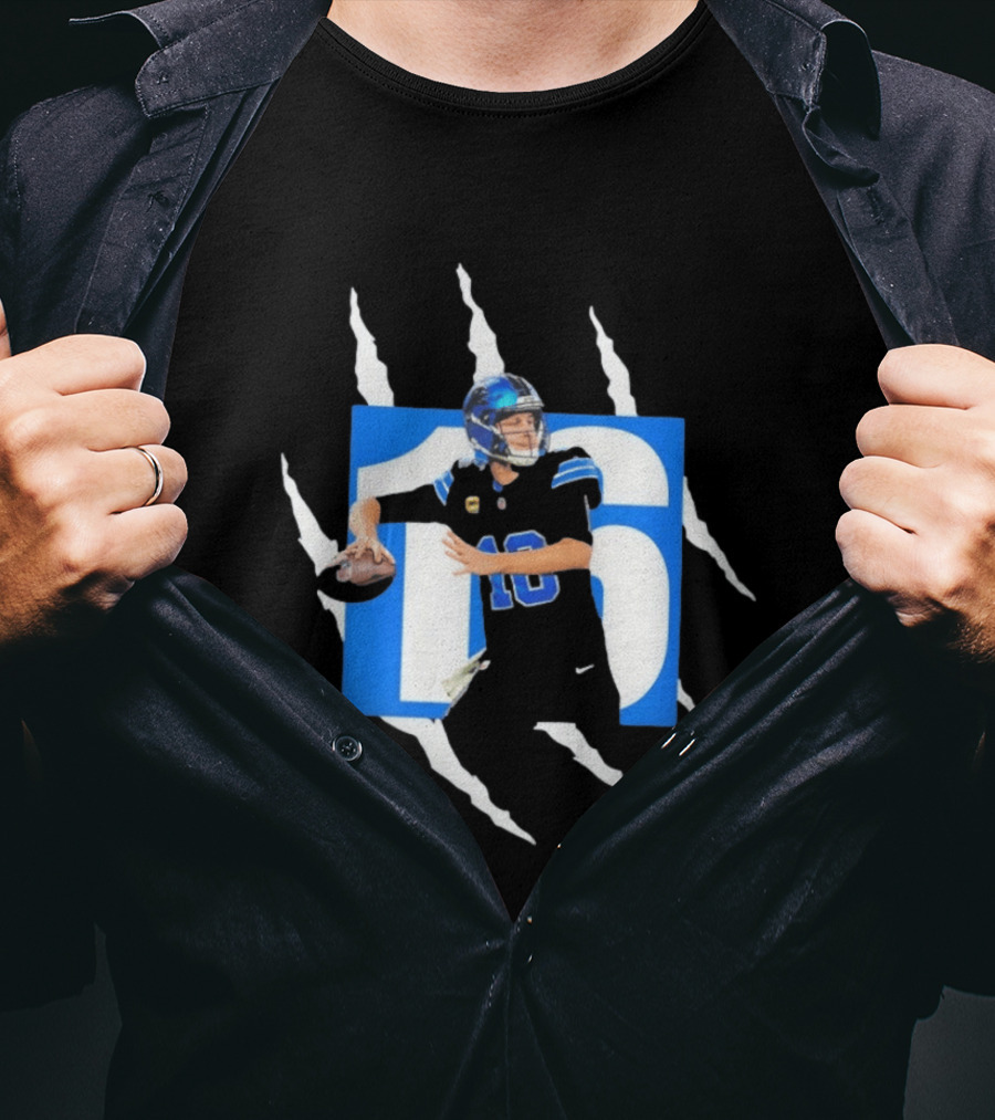 Jared Goff 16 Claw Scratch Football Quarterback T-Shirt