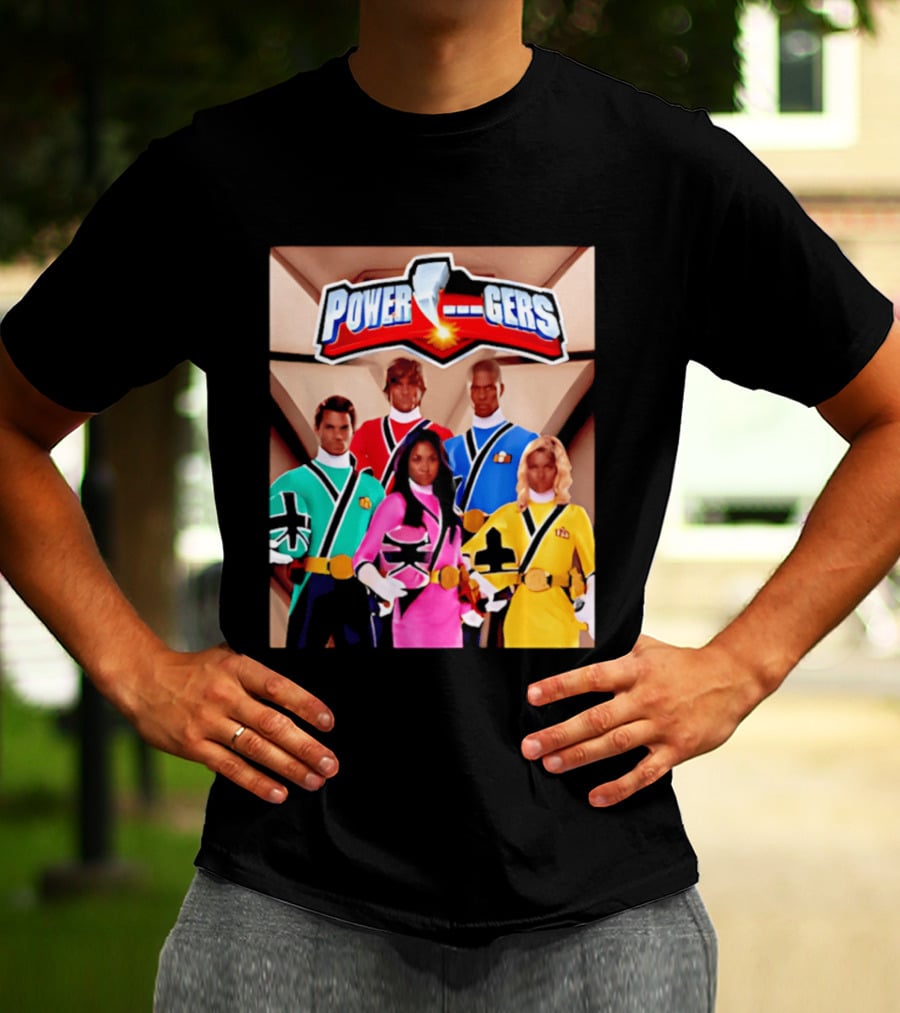 Power Rangers Samurai Team Red Green Pink Yellow Blue Characters T-Shirt