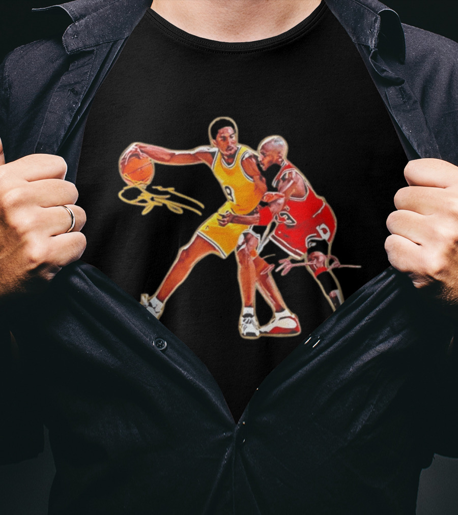 Kobe Bryant And Michael Jordan Iconic Basketball Showdown T-Shirt
