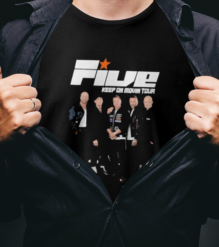Five Keep On Movin Tour 90s Boyband Nostalgia Star T-Shirt