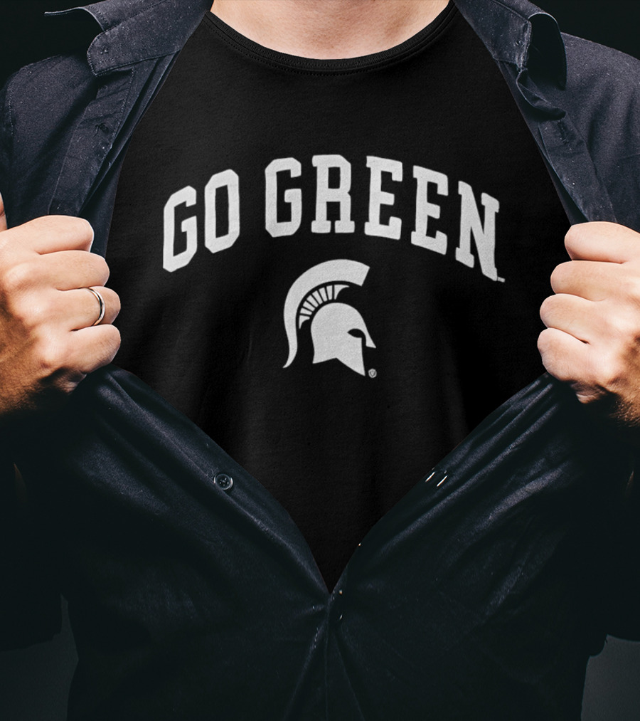 Go Green Michigan State Spartans Helmet T-Shirt