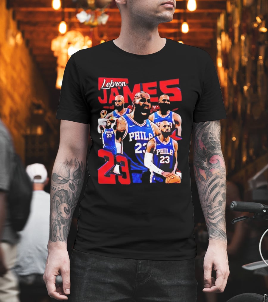 LeBron James No 23 Philadelphia 76ers Collage Legends T-Shirt
