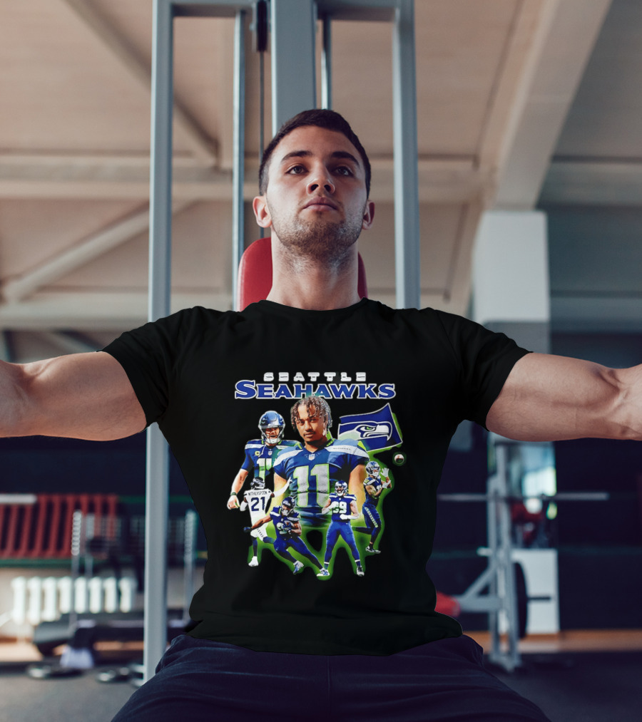 Seattle Seahawks Witherspoon 21 14 11 99 Player Collage T-Shirt