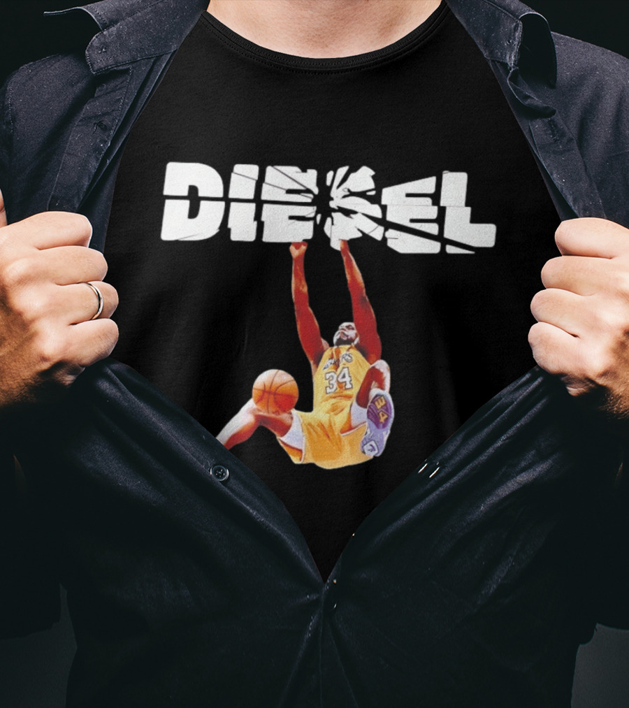 Shaquille O'Neal Diesel Broken Glass Lakers 34 Dunk T-Shirt