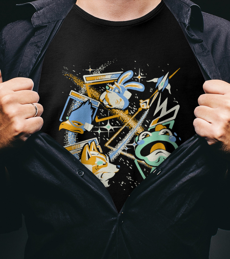 Star Fox Slippy Toad Peppy Hare Falco Lombardi Retro Game Characters T-Shirt