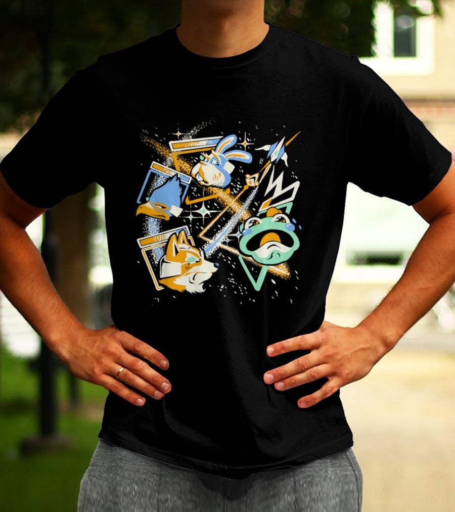 Star Fox Slippy Toad Peppy Hare Falco Lombardi Retro Game Characters T-Shirt