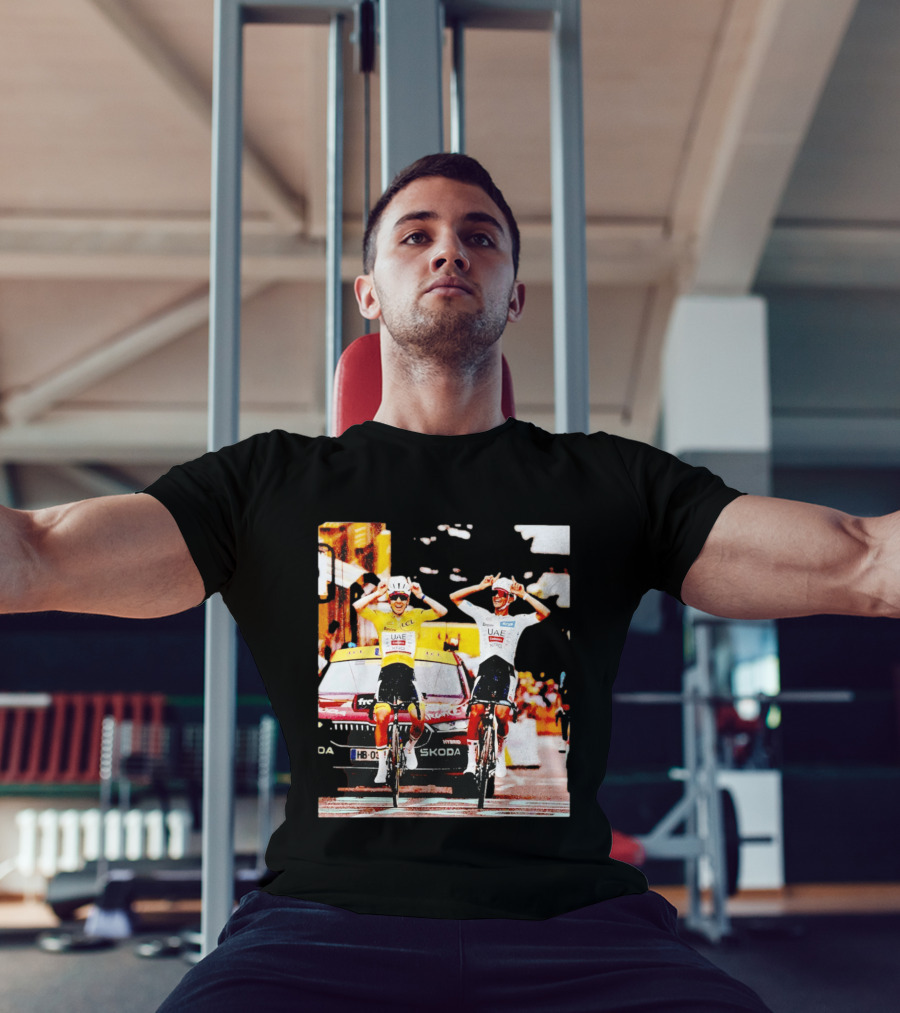 Tadej Pogačar Isaac Del Toro UAE Team Emirates Cycling Skoda Tour Celebratory Finish T-Shirt