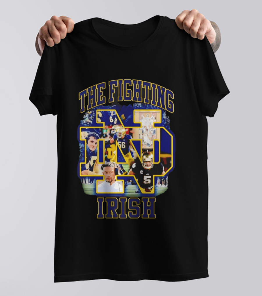 The Fighting Irish Notre Dame Collage With Marcus Freeman Players T-Shirt