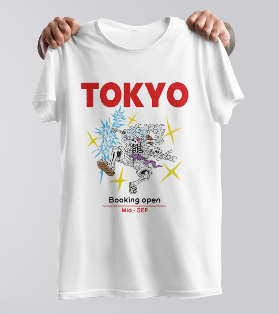 Tokyo Booking Open Mid Sep One Piece Luffy Skeleton Burst T-Shirt