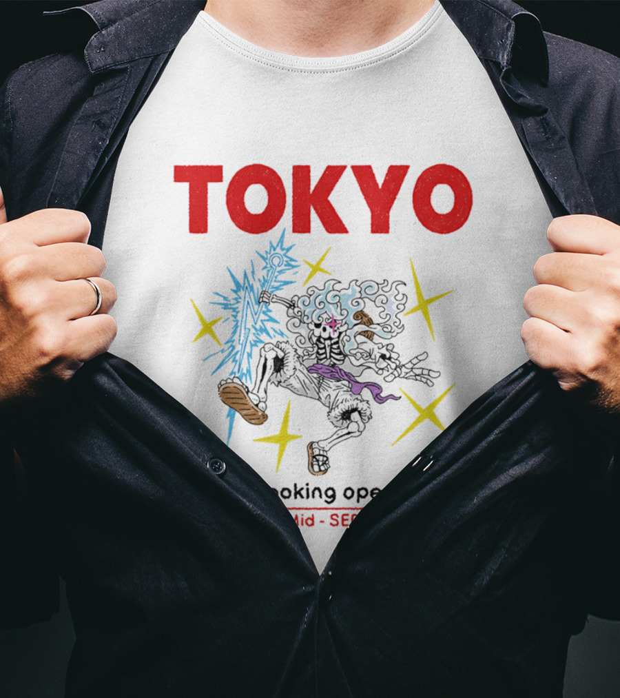 Tokyo Booking Open Mid Sep One Piece Luffy Skeleton Burst T-Shirt