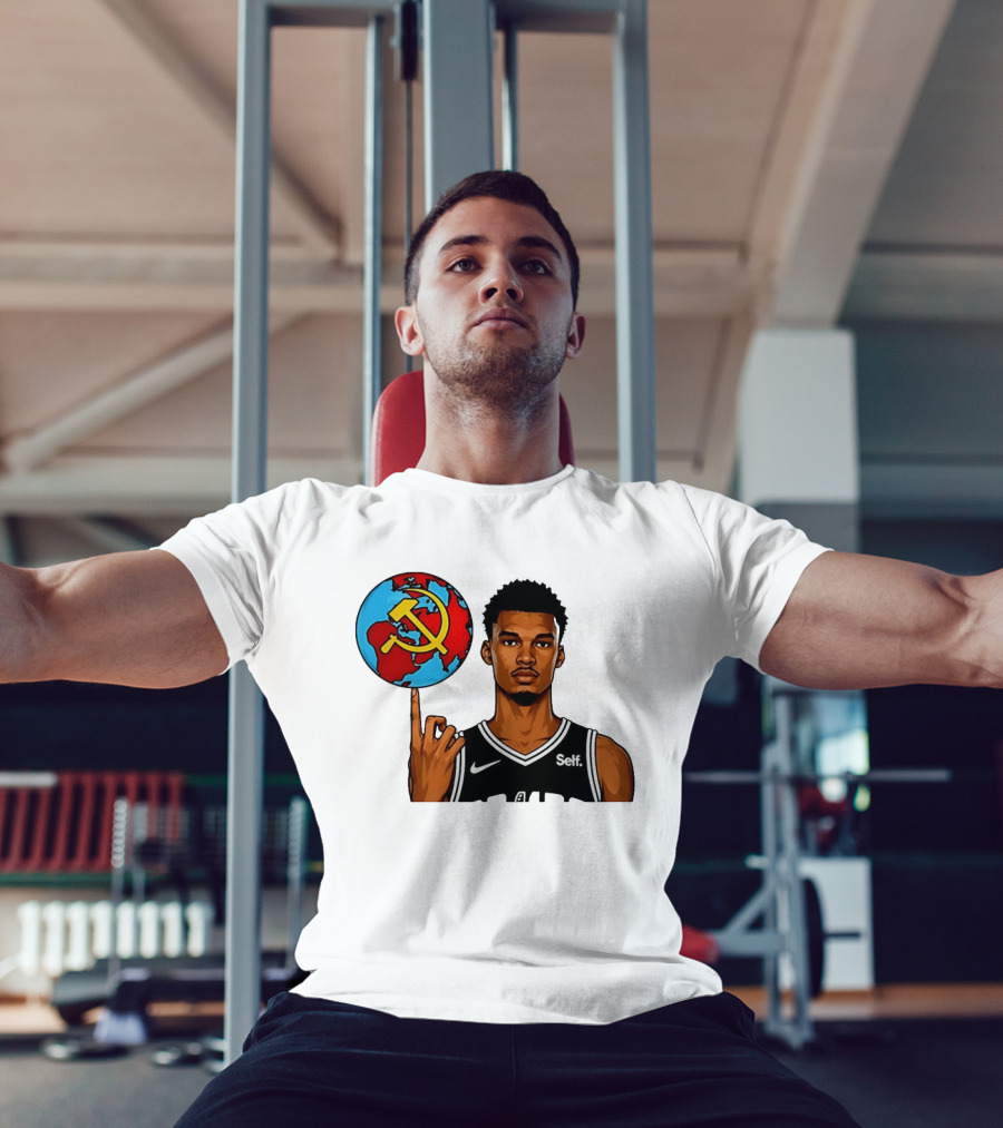 Victor Wembanyama Spinning Basketball With Communist Sickle Globe And Nike Self Jersey T-Shirt