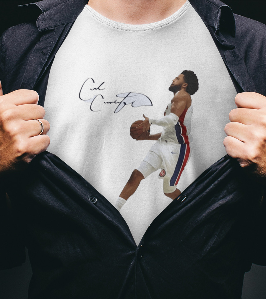 Cade Cunningham Autographed Windmill Dunk Detroit Basketball T-Shirt