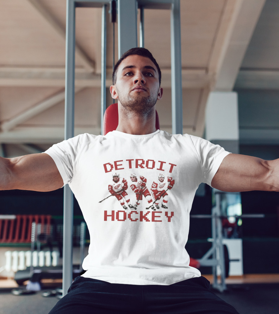 Detroit Red Wings Hockey Pixel T-Shirt