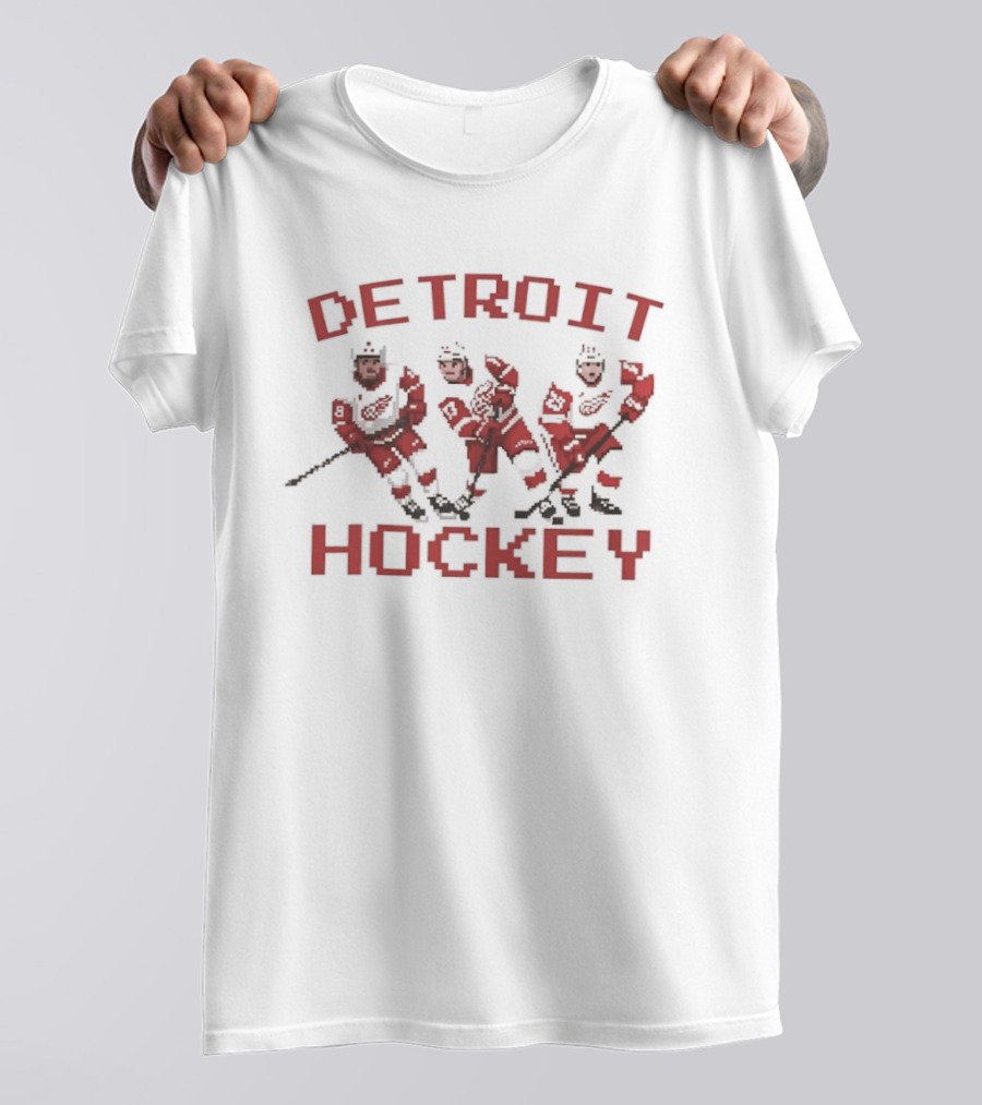 Detroit Red Wings Hockey Pixel T-Shirt
