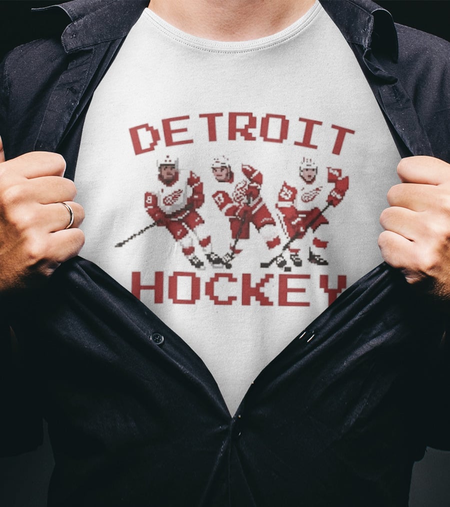 Detroit Red Wings Hockey Pixel T-Shirt