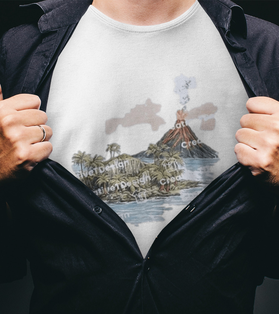 Lava Flow Volcano Tropical Island Creative T-Shirt