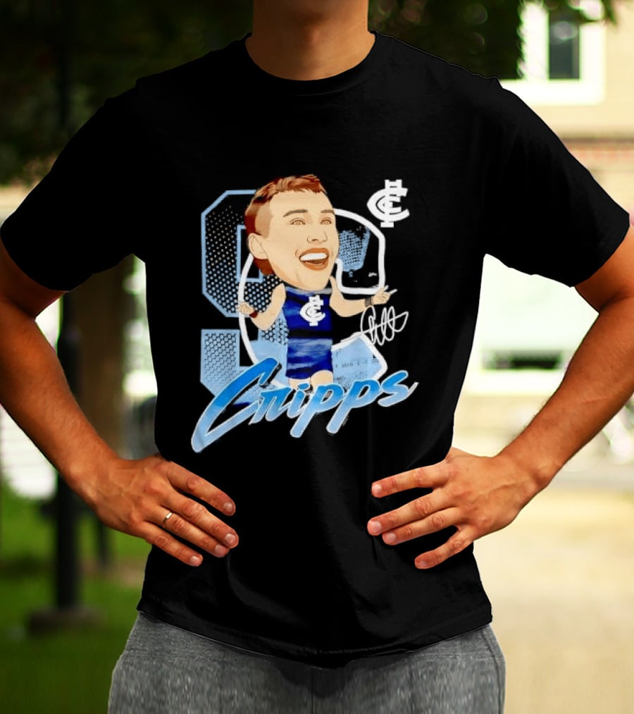 Carlton FC Patrick Cripps Caricature With Signature T-Shirt