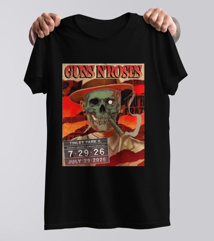Guns N Roses Tinley Park IL July 29 2026 Concert Credit Union 1 Amphitheatre T-Shirt