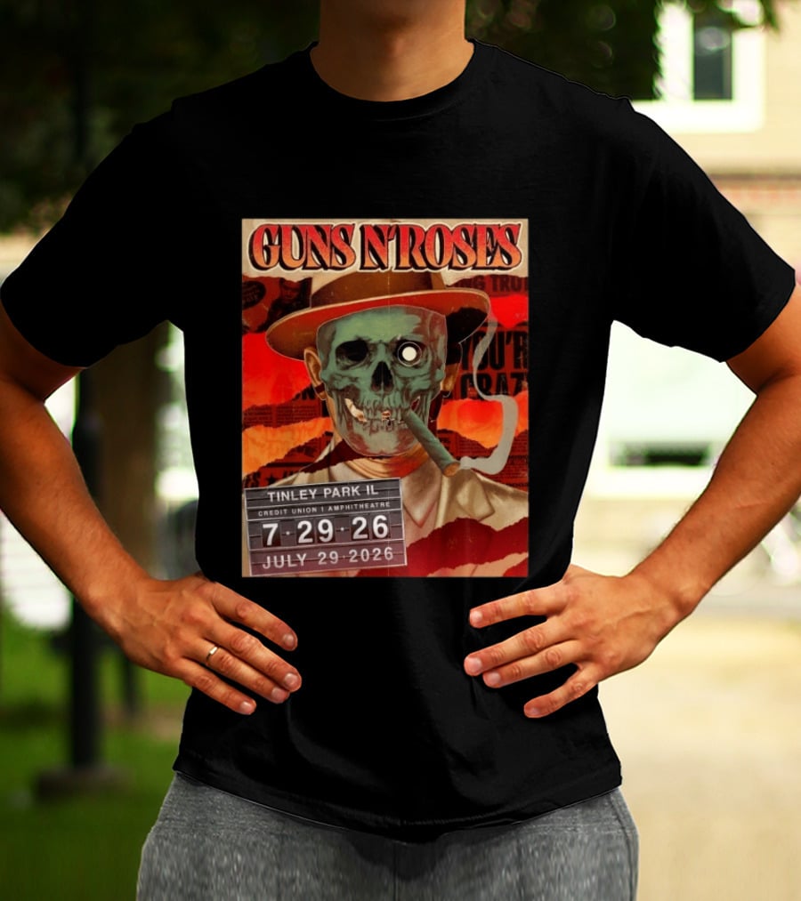 Guns N Roses Tinley Park IL July 29 2026 Concert Credit Union 1 Amphitheatre T-Shirt