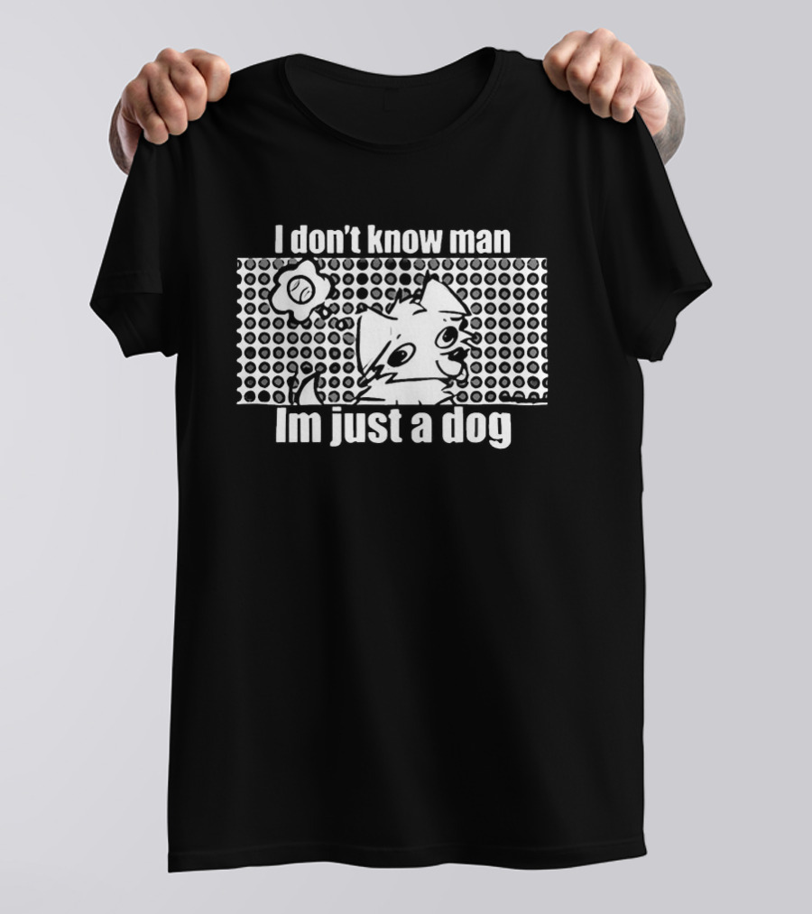 I Don't Know Man I'm Just A Dog Polka Dot Cartoon Face Flower T-Shirt