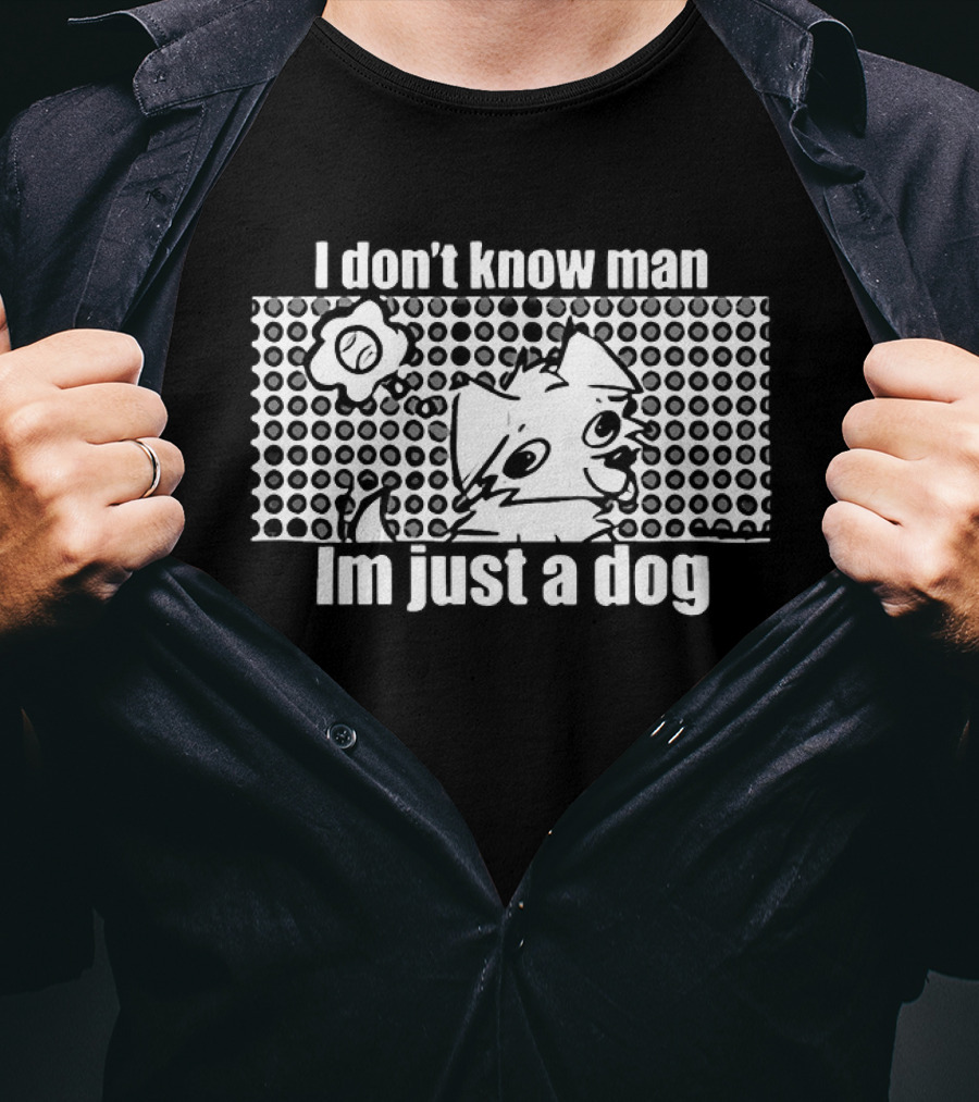 I Don't Know Man I'm Just A Dog Polka Dot Cartoon Face Flower T-Shirt
