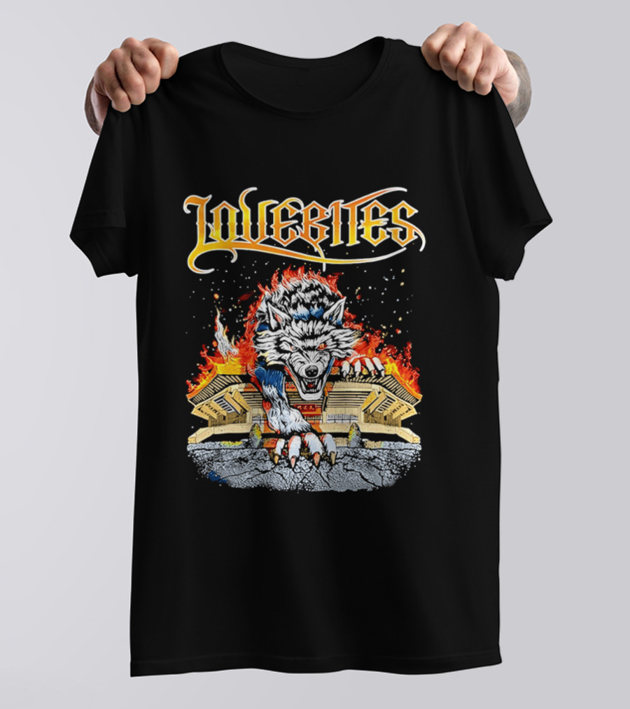 Lovebites Wolf Flames Building T-Shirt