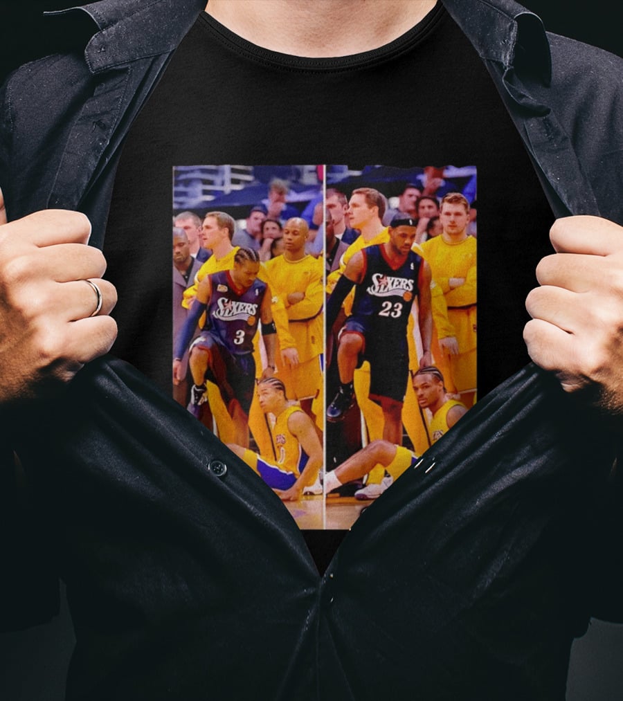 2001 2027 Iverson LeBron Sixers Lakers Step Over Comparison T-Shirt
