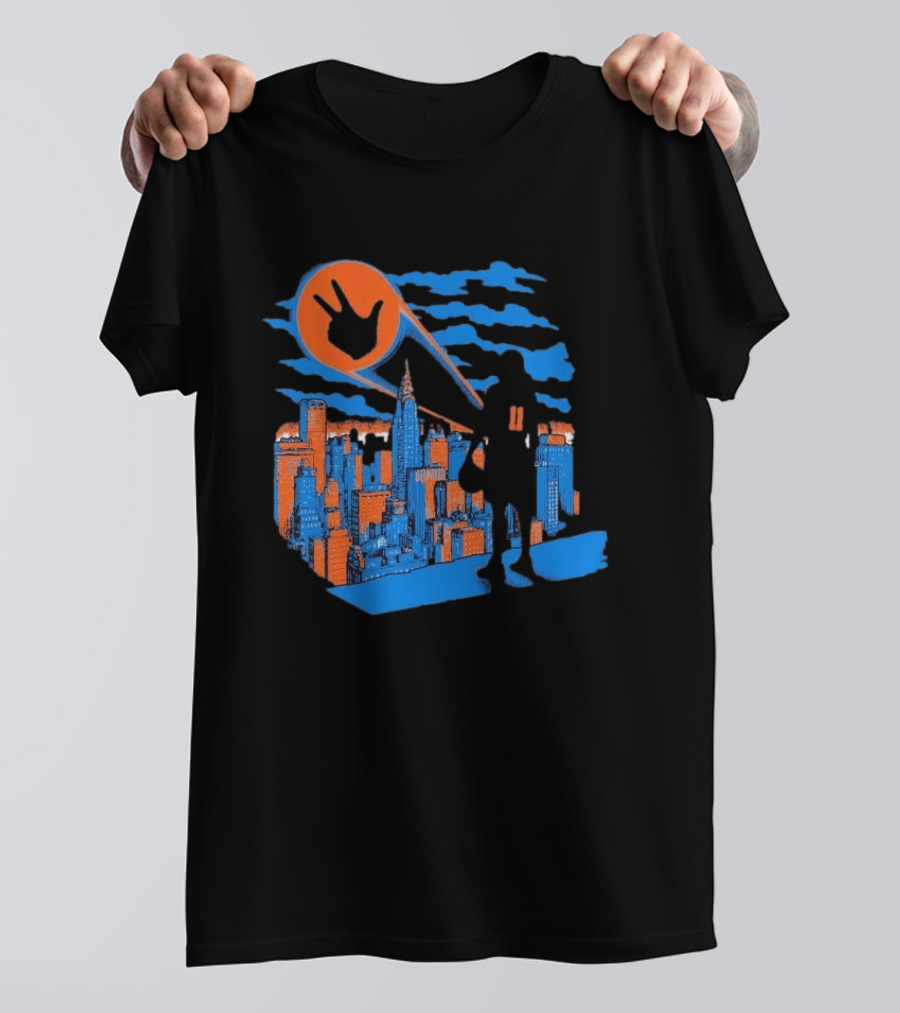 New York Knicks Jalen Brunson NYC Skyline Hero Hand T-Shirt