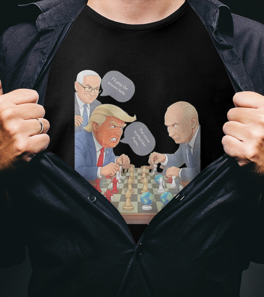 Political Chess Game Trump Putin World Leaders Cartoon T-Shirt